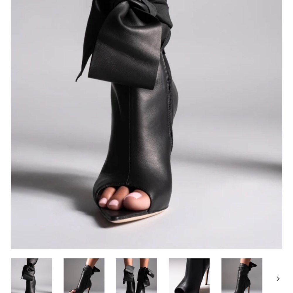AMINA Abdul Jalil Elegant Black Peep-Toe Ankle Boots